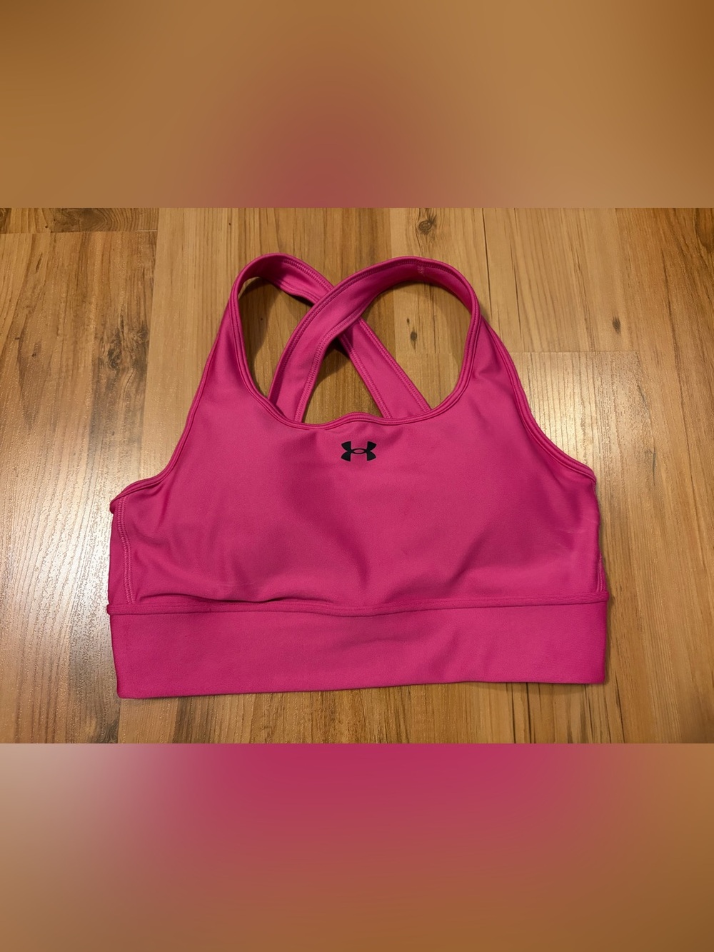 Under Armour Hot Pink Crossback Sports Bra with Black Logo